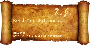 Kohári Julianna névjegykártya